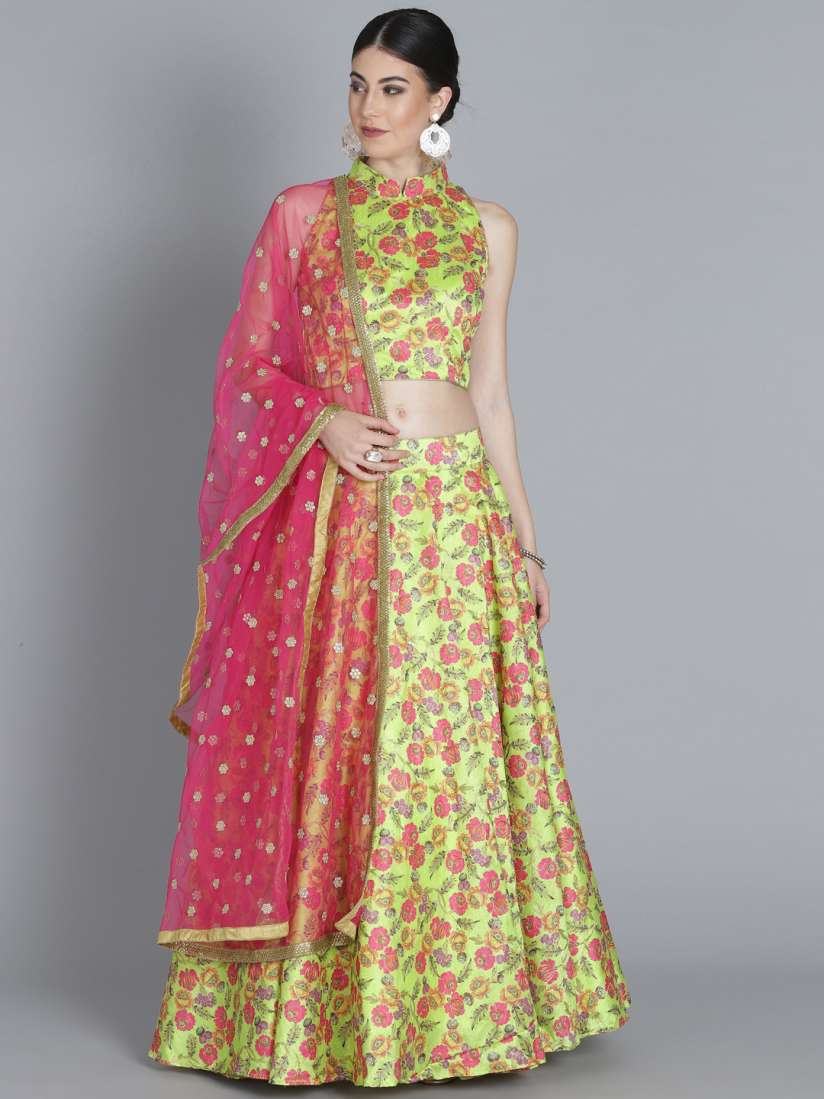 Buy Bollywood Vogue Green Red Printed Made to Measure Lehenga Blouse with Dupatta Lehenga Choli for Women 7856411 Myntra