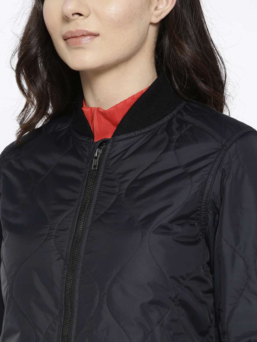Buy Van Heusen Woman Women Black Solid Bomber Jackets for Women 7861561 Myntra
