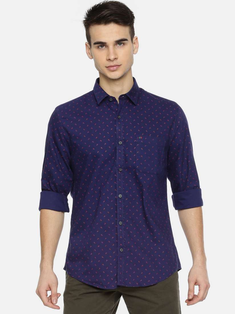 Navy Blue Shirt Peter England Men Slim Fit Shirt