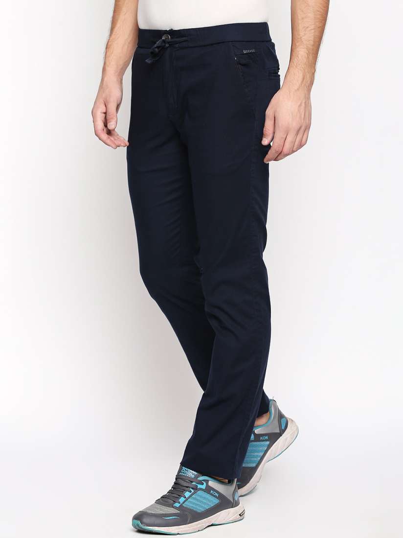 Buy beevee Men Navy Blue Solid Straight Fit Trackpant Track Pants for Men 7867257 Myntra