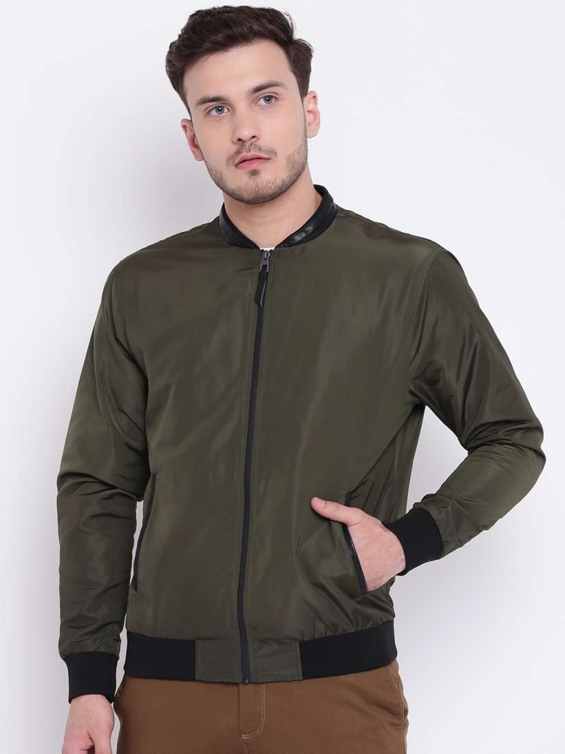 Buy Blackberrys Men Olive Green Solid Bomber Jackets for Men 7889767 Myntra