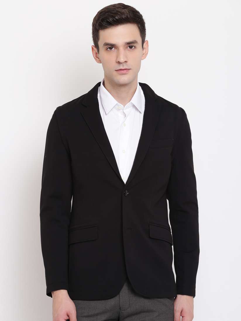 Buy Blackberrys Men Black Solid Single Breasted Formal Pure Cotton Blazer Blazers for Men 7889871 Myntra