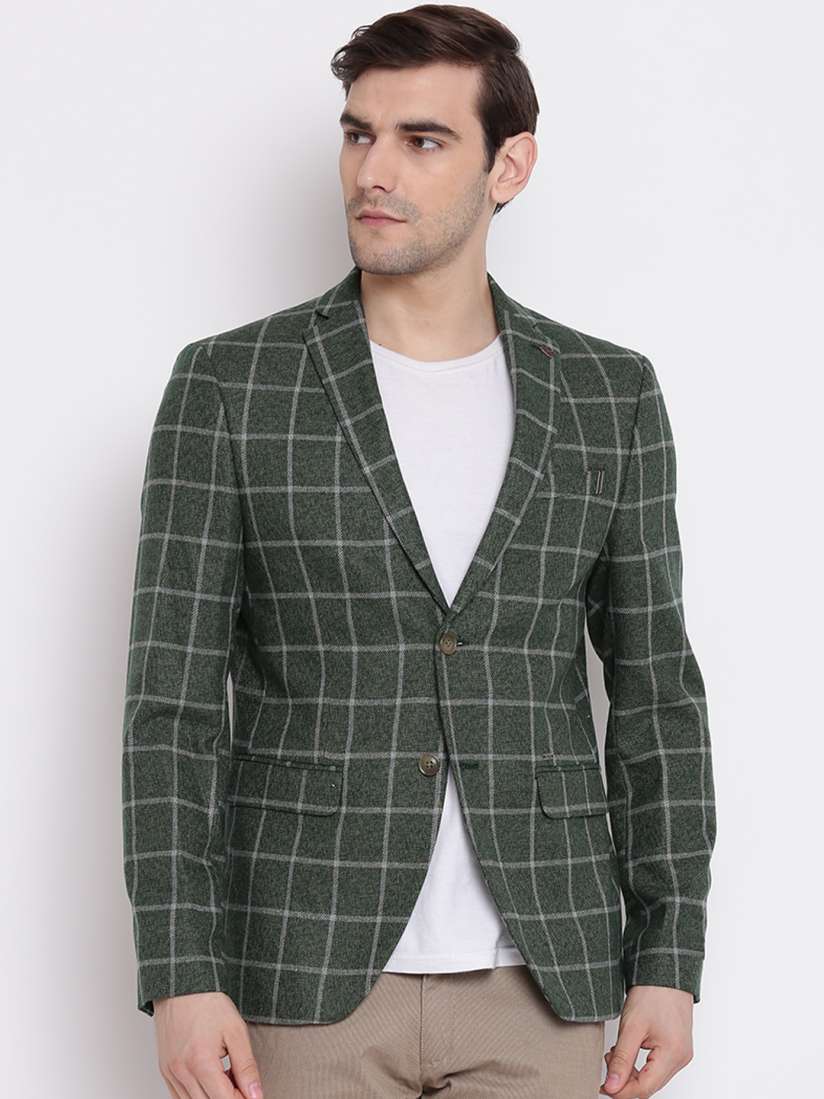 Buy Blackberrys Men Green Checked Formal Blazer Blazers for Men 7889917 Myntra