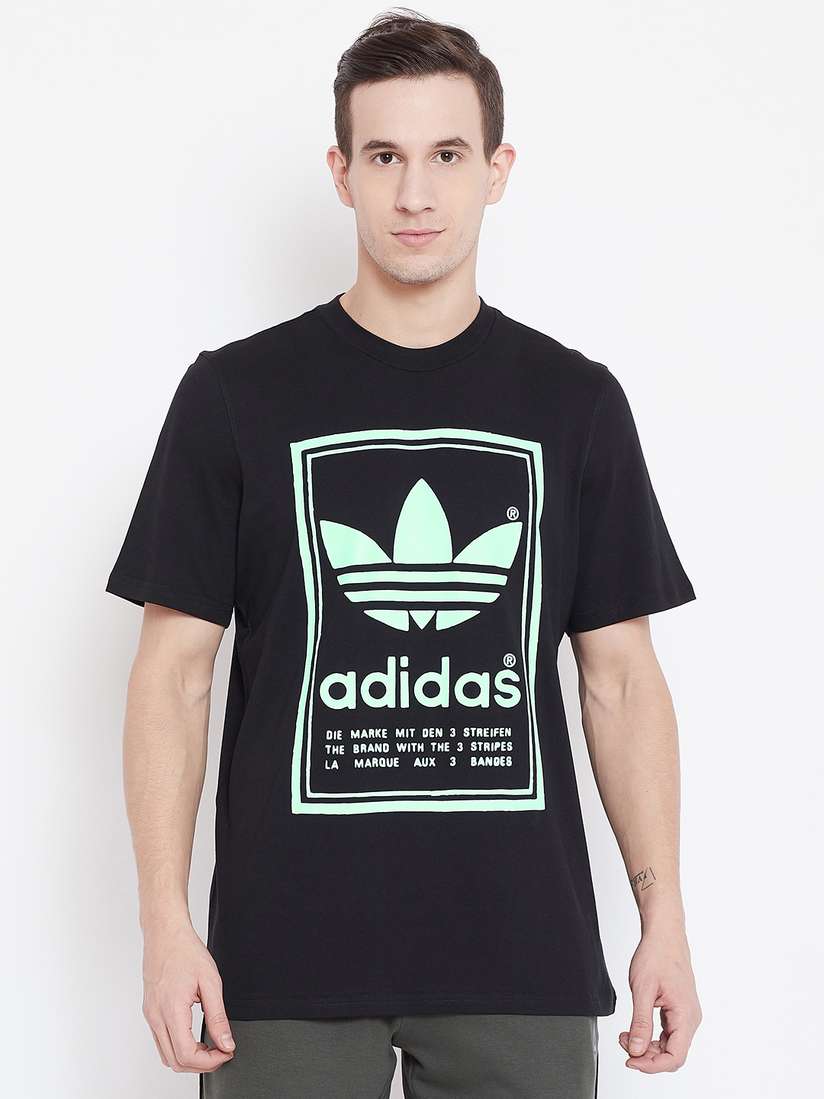Buy ADIDAS Originals Men Black Printed Vintage Pure Cotton T-shirt
