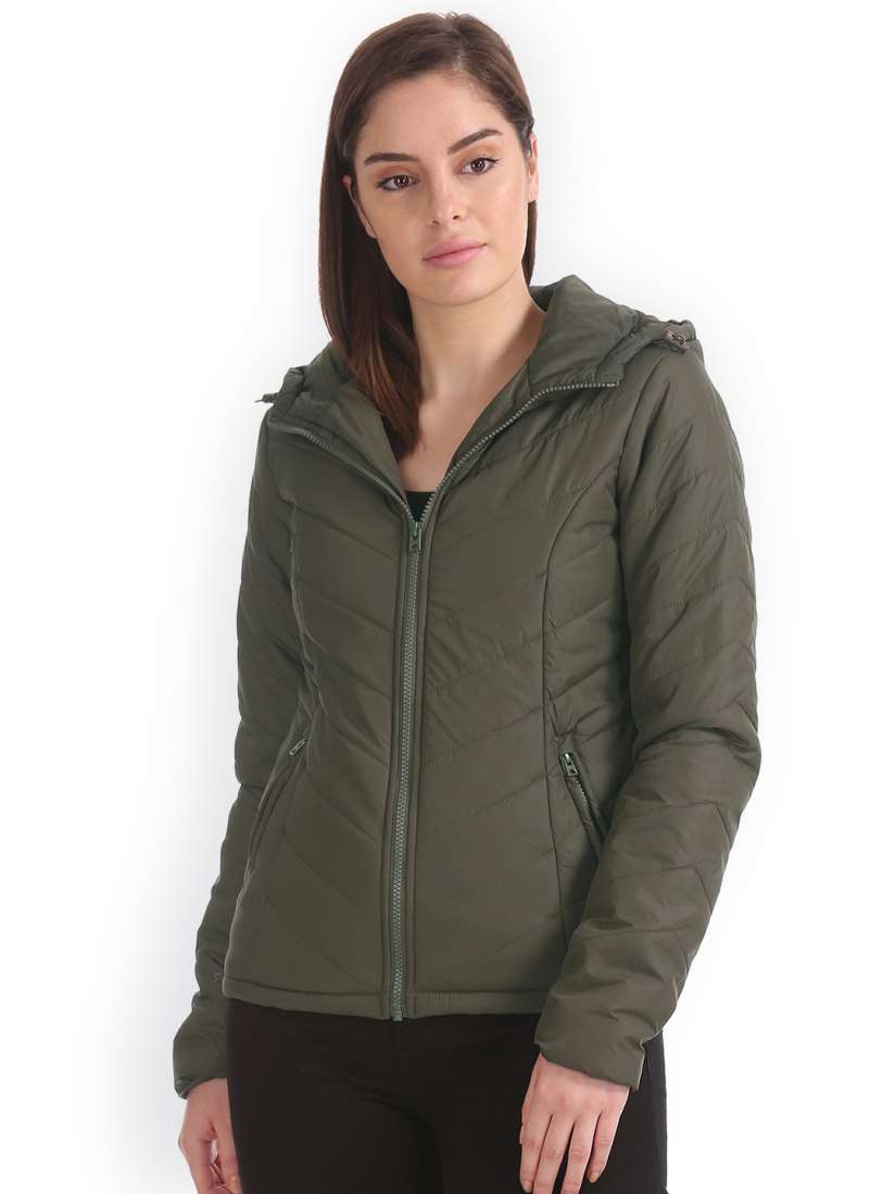 Buy Aeropostale Women Olive Green Solid Quilted Jacket Jackets for Women 7978421 Myntra