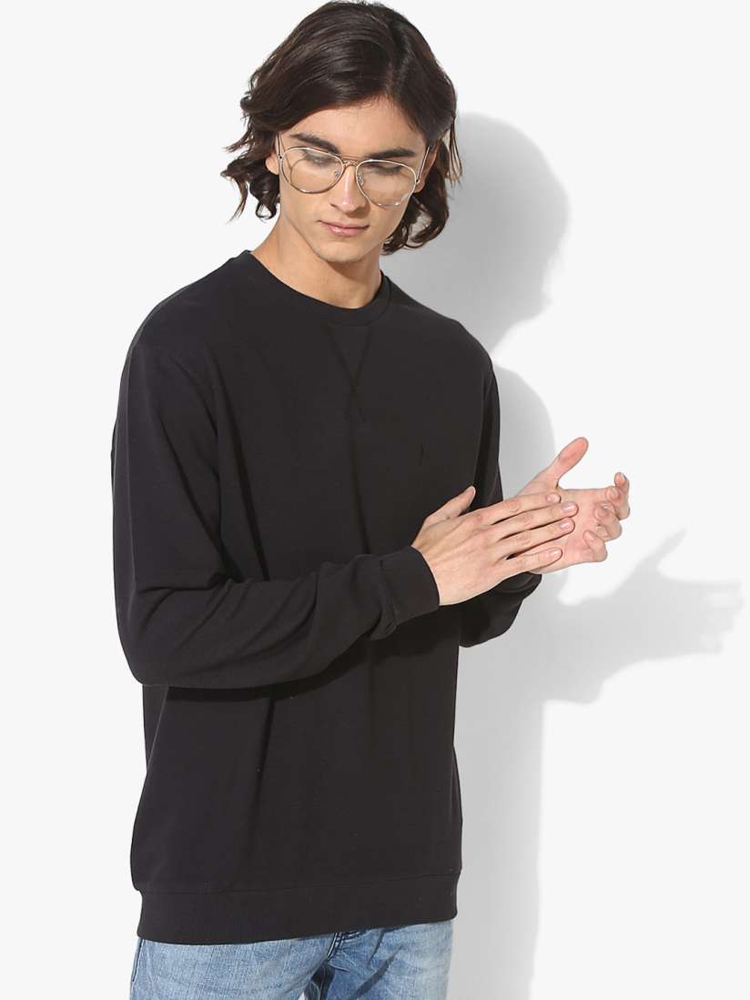 Buy Indian Terrain Black Solid Round Neck Sweater Sweaters for Men 7981725 Myntra