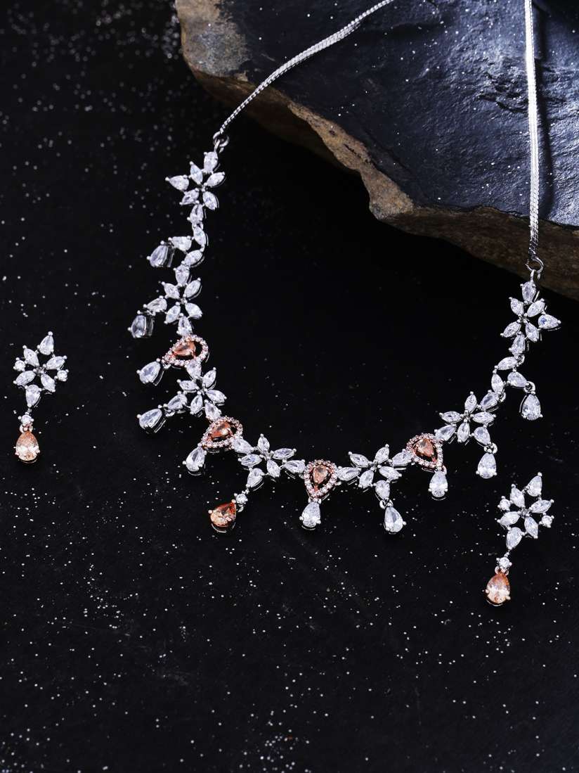 Buy Studio Voylla Women Handcrafted Silver Plated Stone Studded Jewellery Set Jewellery Set for Women 7990363 Myntra