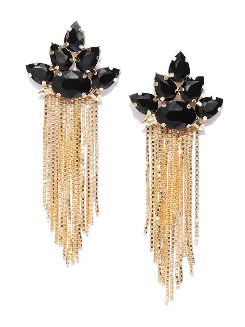 Buy Zaveri Pearls Black Gold Plated Contemporary Drop Earrings Earrings for Women 7993861 Myntra