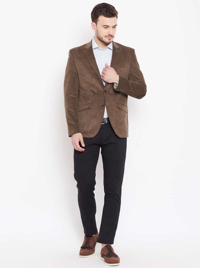 Buy Blackberrys Men Brown Textured Single Breasted Corduroy Blazer Blazers for Men 7999133 Myntra
