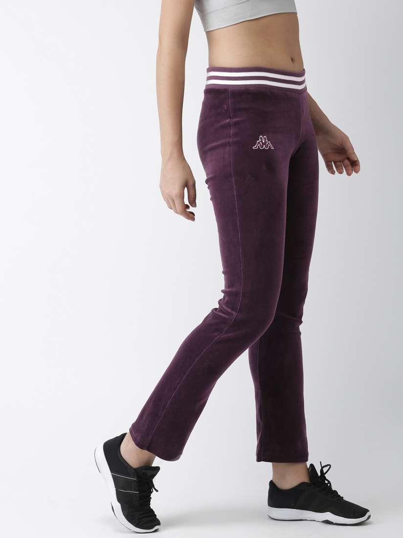 Purple Cropped Velvet Trousers Kappa Women Comfort Fit Purple