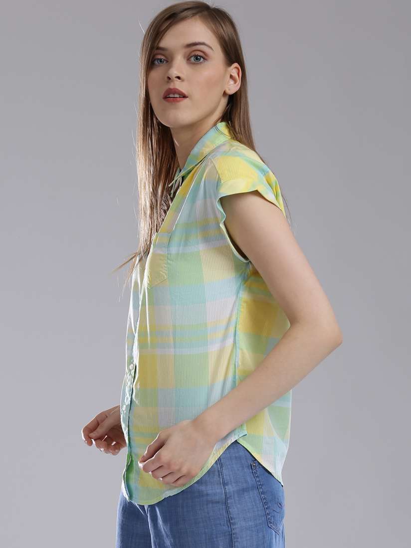 Buy Levis Yellow Green Checked Shirt Shirts for Women 801137 Myntra