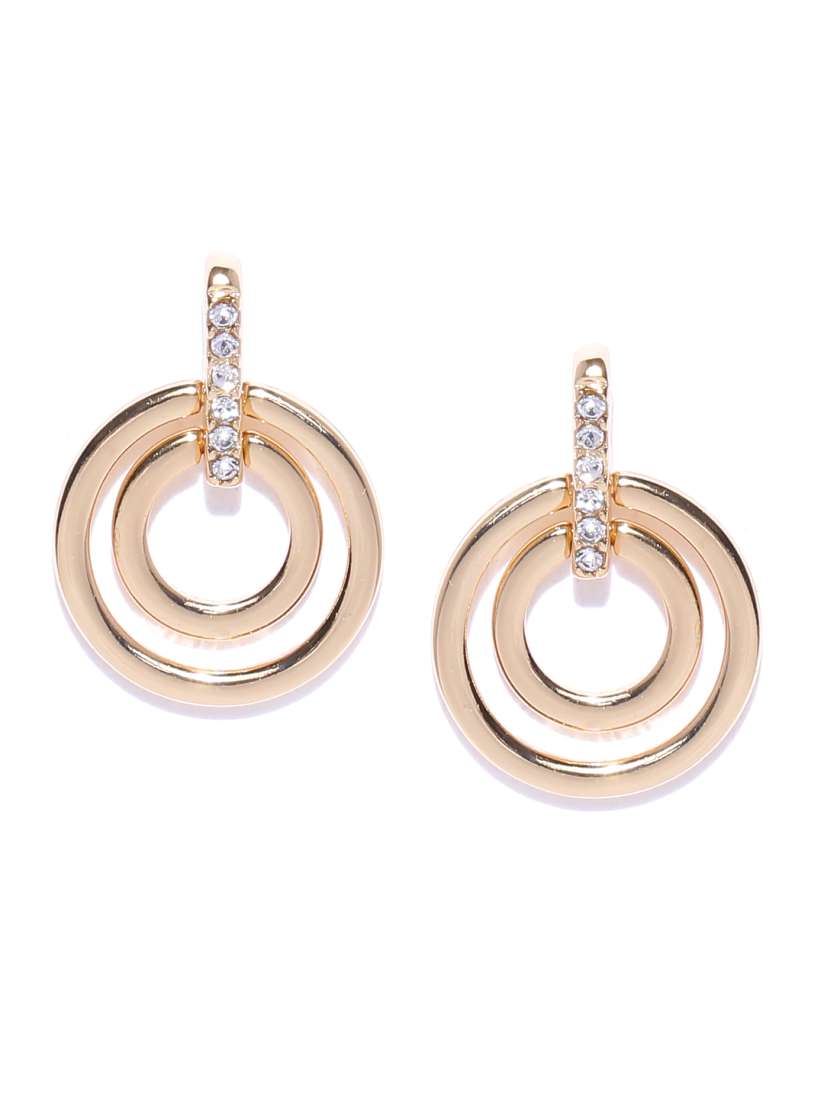 Buy Accessorize Gold Toned Swarovski Crystal Studded Circular Drop Earrings Earrings for Women 8017337 Myntra