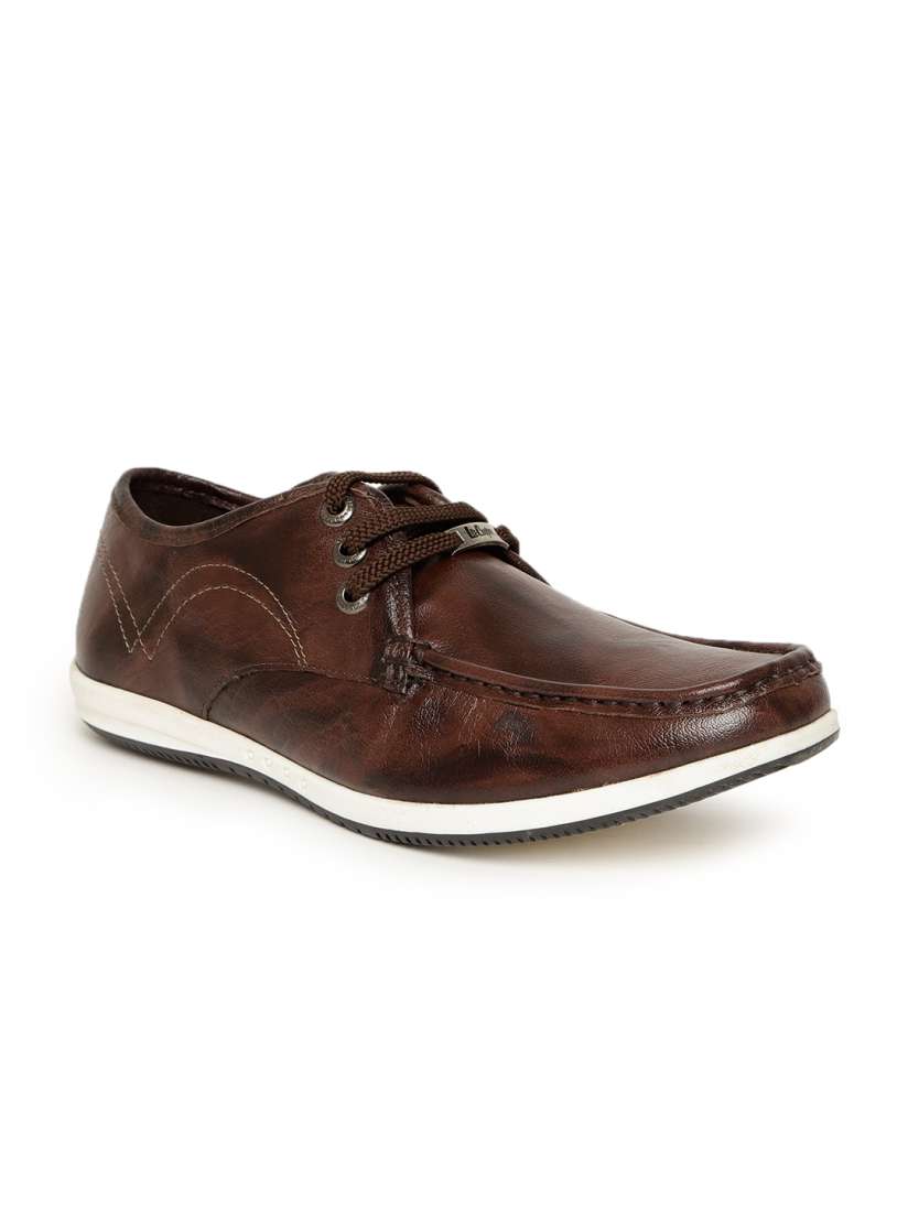 Lee cooper brown leather casual shoes deals