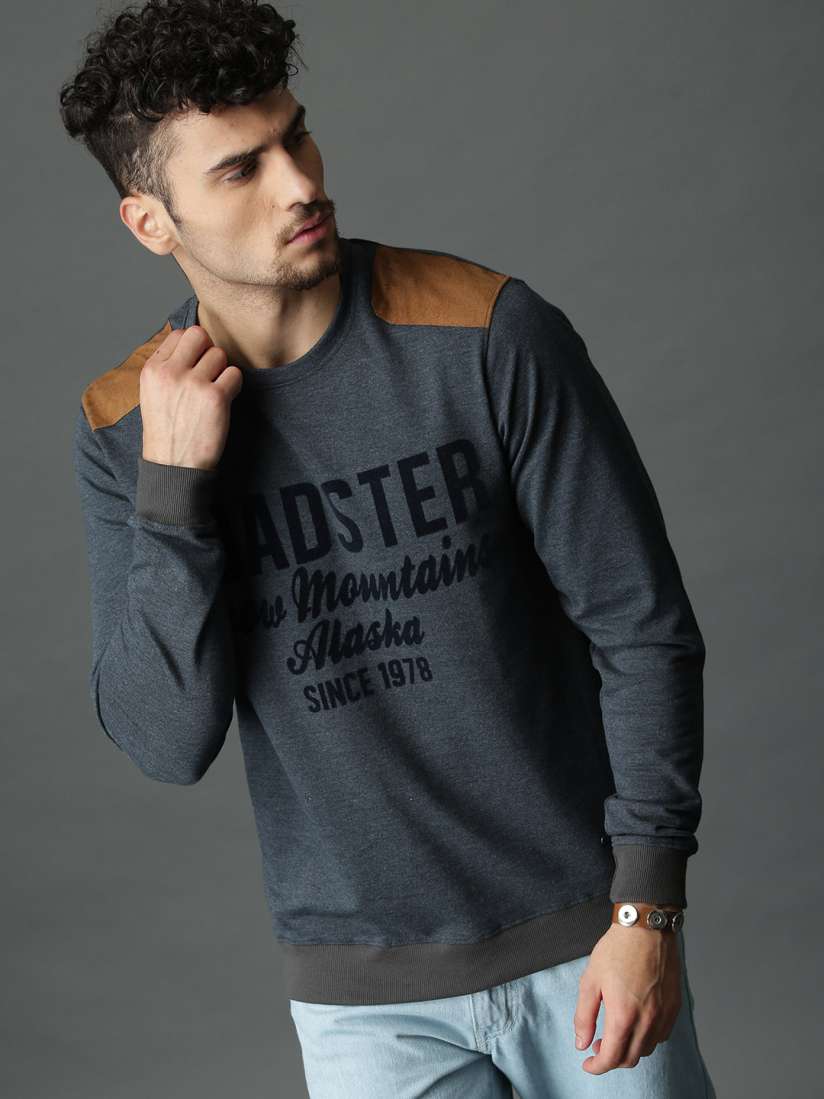 Buy Roadster Men Navy Blue Printed Sweatshirt Sweatshirts for Men 8020879 Myntra