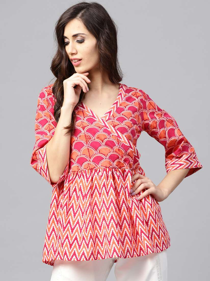 Buy Nayo Magenta Orange Printed Tunic Tunics for Women 8034961 Myntra