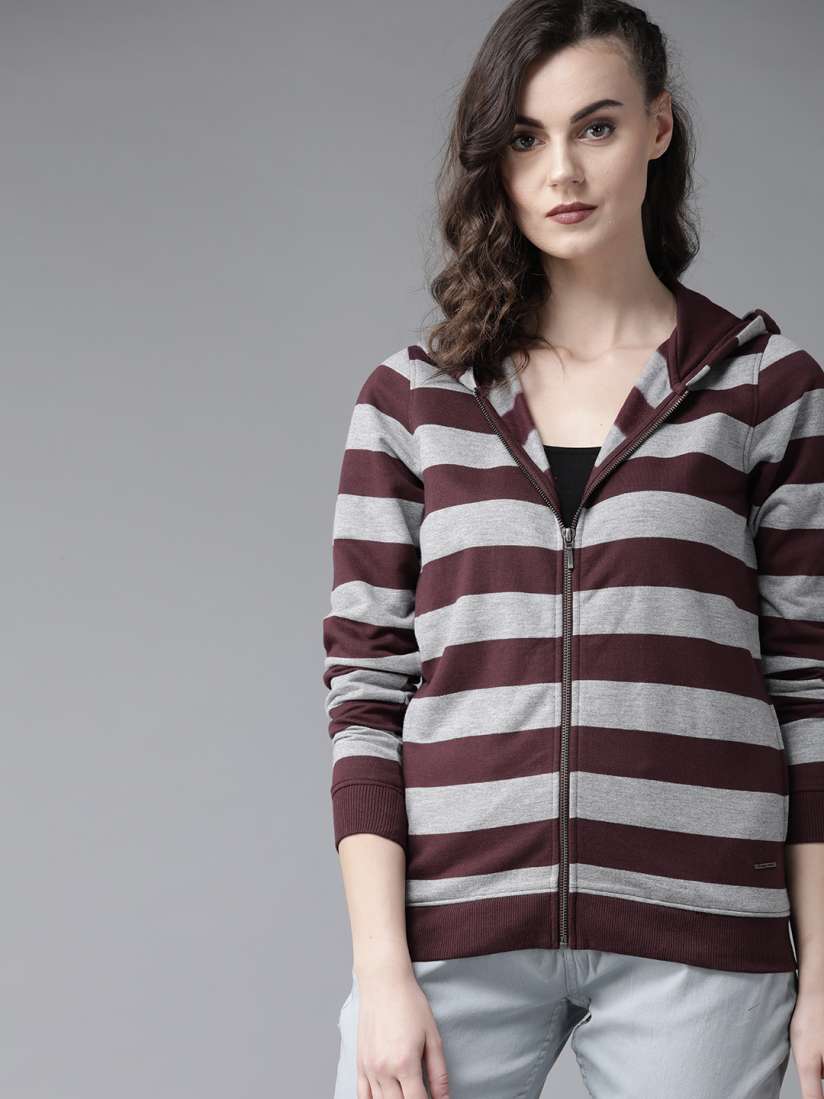 Striped hooded sweatshirt top
