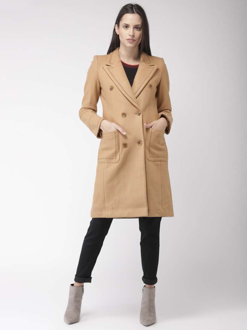 Buy Madame Women Khaki Solid Trench Coat Coats for Women 8066471 Myntra