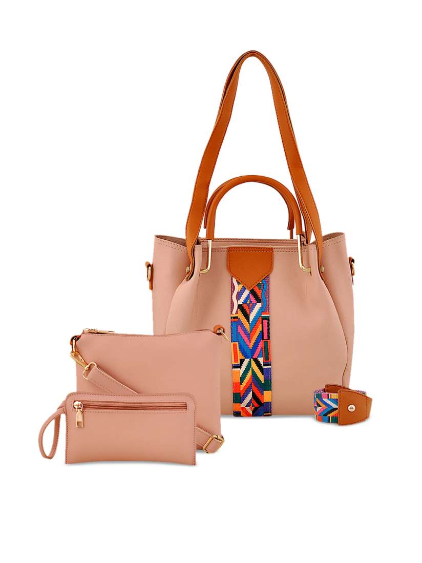 Buy Mark Keith Set of 3 Peach Coloured Solid Handbags Handbags for Women 8068321 Myntra
