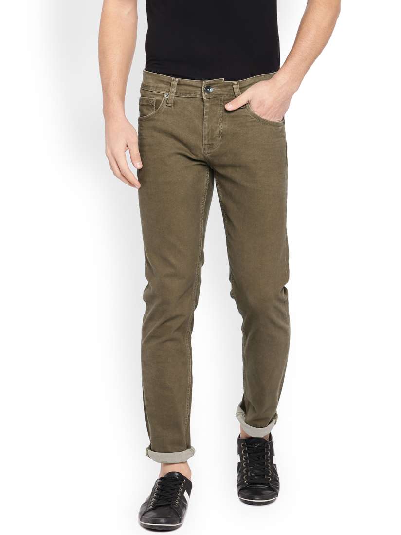 Buy Integriti Men Olive Green Slim Fit Mid Rise Clean Look Jeans Jeans for Men 8093147 Myntra