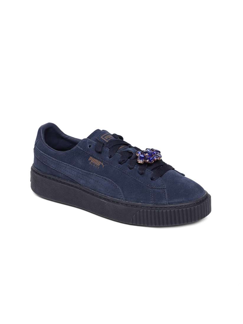 Buy Puma Women Navy Blue Solid Suede Embellished Platform Sneakers Casual Shoes for Women 8097317 Myntra