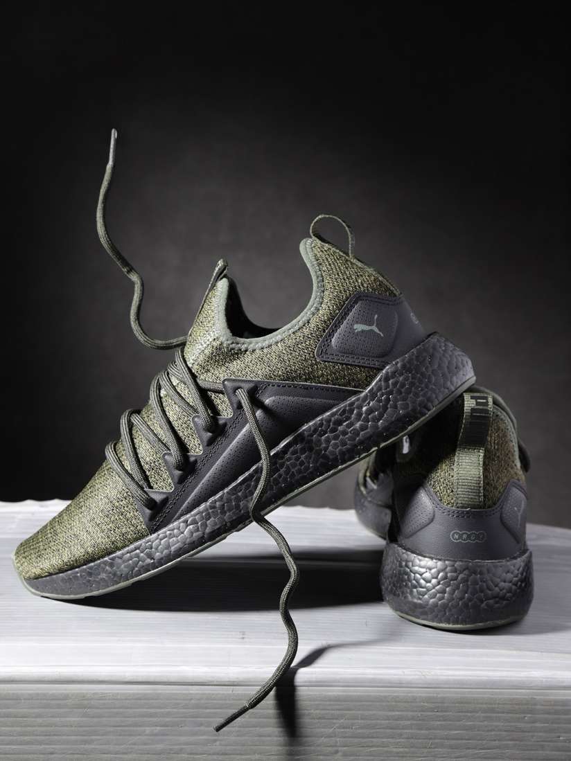 Buy Puma Men Olive Green Black NRGY Neko Knit Running Shoes Sports Shoes for Men 8097499 Myntra