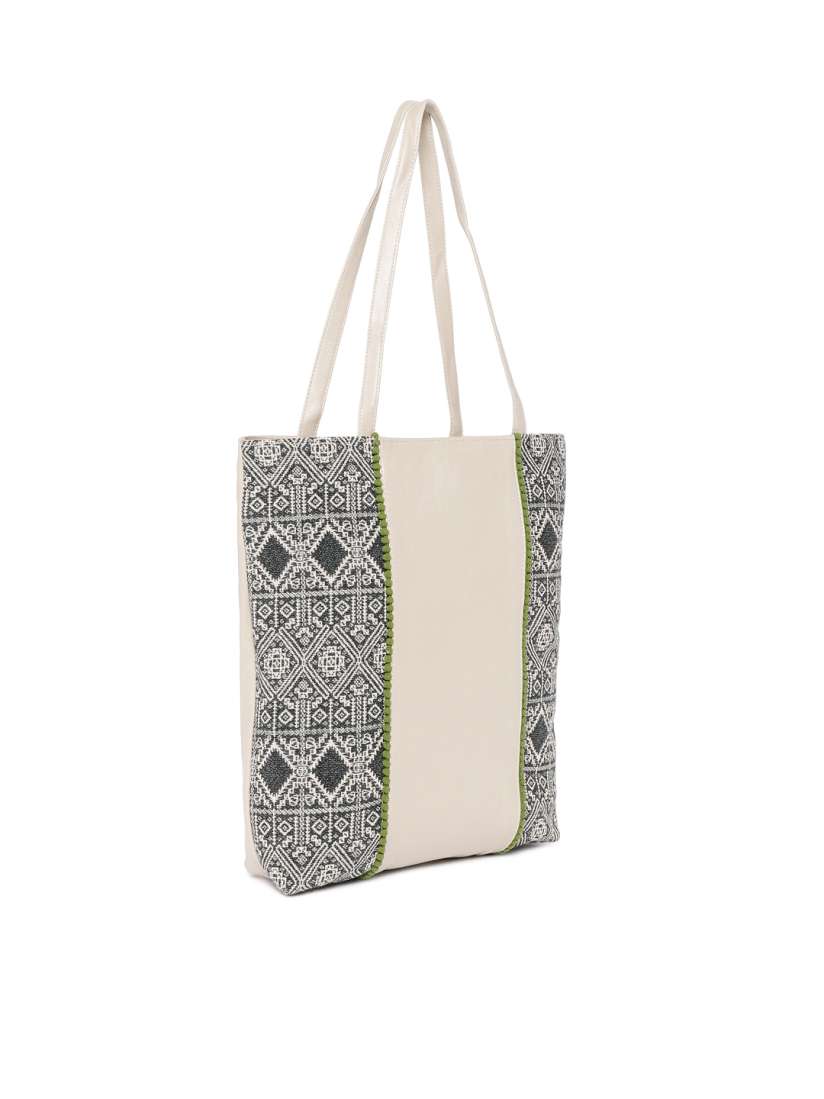 Buy Kanvas Katha Beige Black Printed Shoulder Bag Handbags for Women 8125545 Myntra