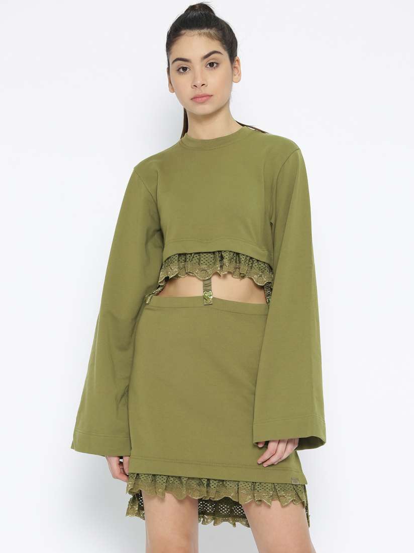 Buy Puma Women Olive Green Kimono Sleeve Dress Dresses for Women 8126923 Myntra