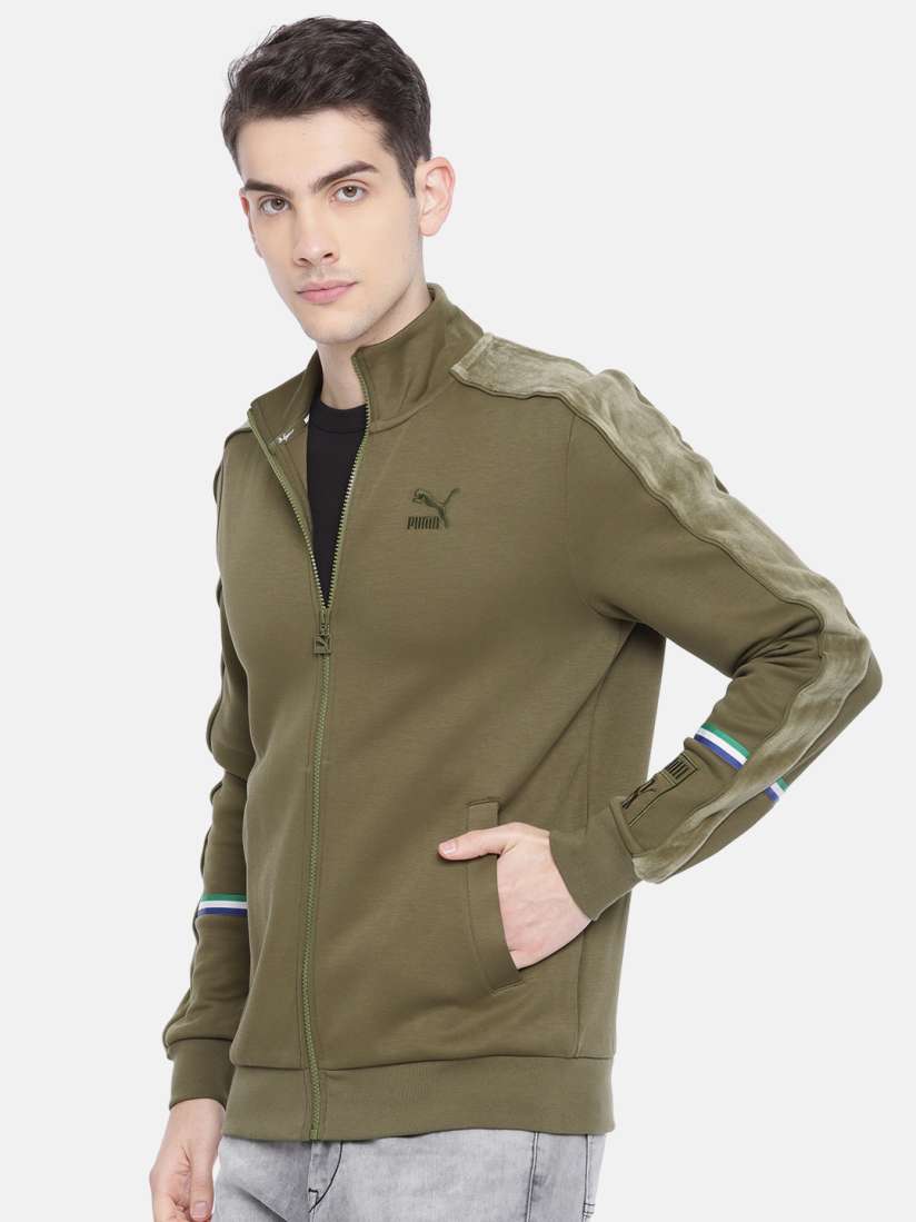 Buy Puma Men Olive Green Solid x BIG SEAN T7 Sporty Track Jacket Jackets for Men 8126955 Myntra