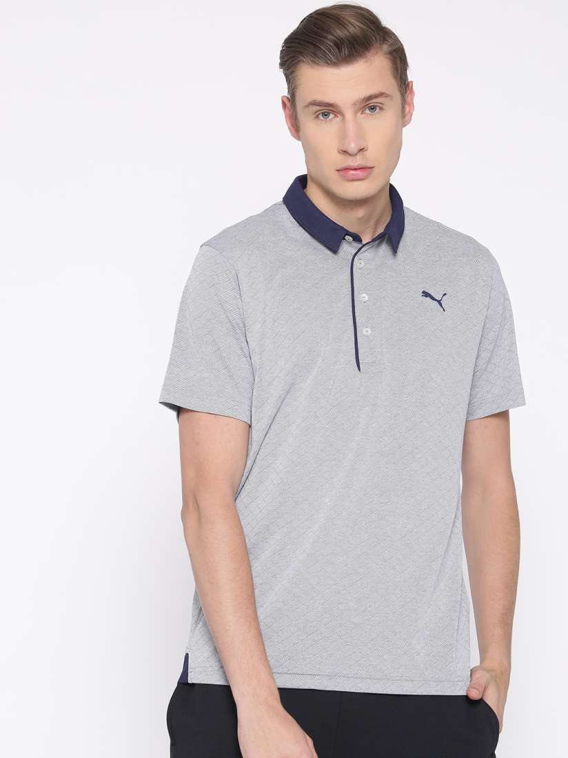 Buy Puma Men Navy Blue White Self Checked Diamond Jacquard Polo Peacoat Heather T shirt Tshirts for Men 8126983 Myntra