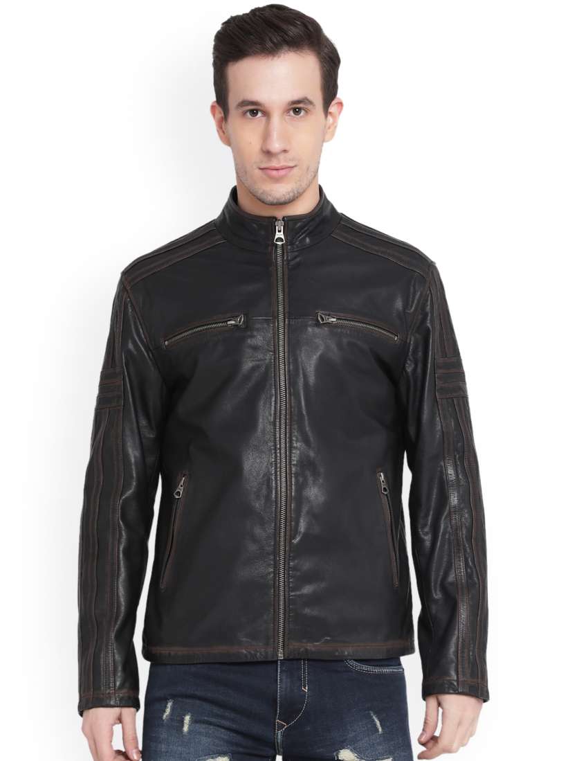 Justanned leather jacket sale