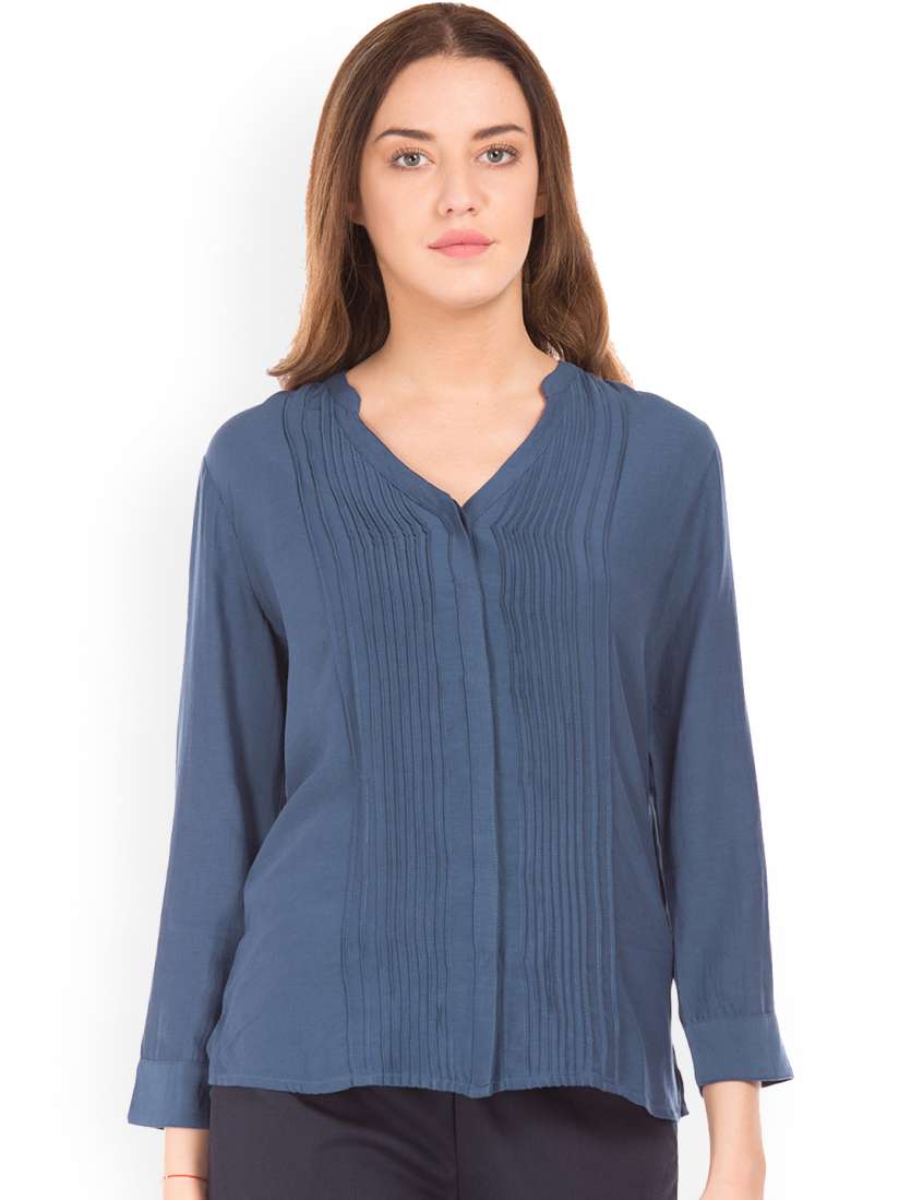 Buy Arrow Woman Blue Regular Fit Solid Formal Shirt Shirts for Women 8164975 Myntra