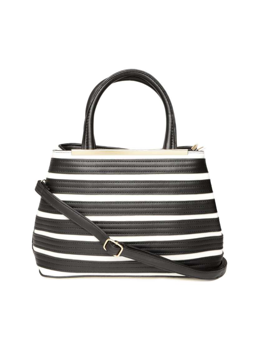 Buy ToniQ Black White Striped Handheld Bag Handbags for Women 8175113 Myntra