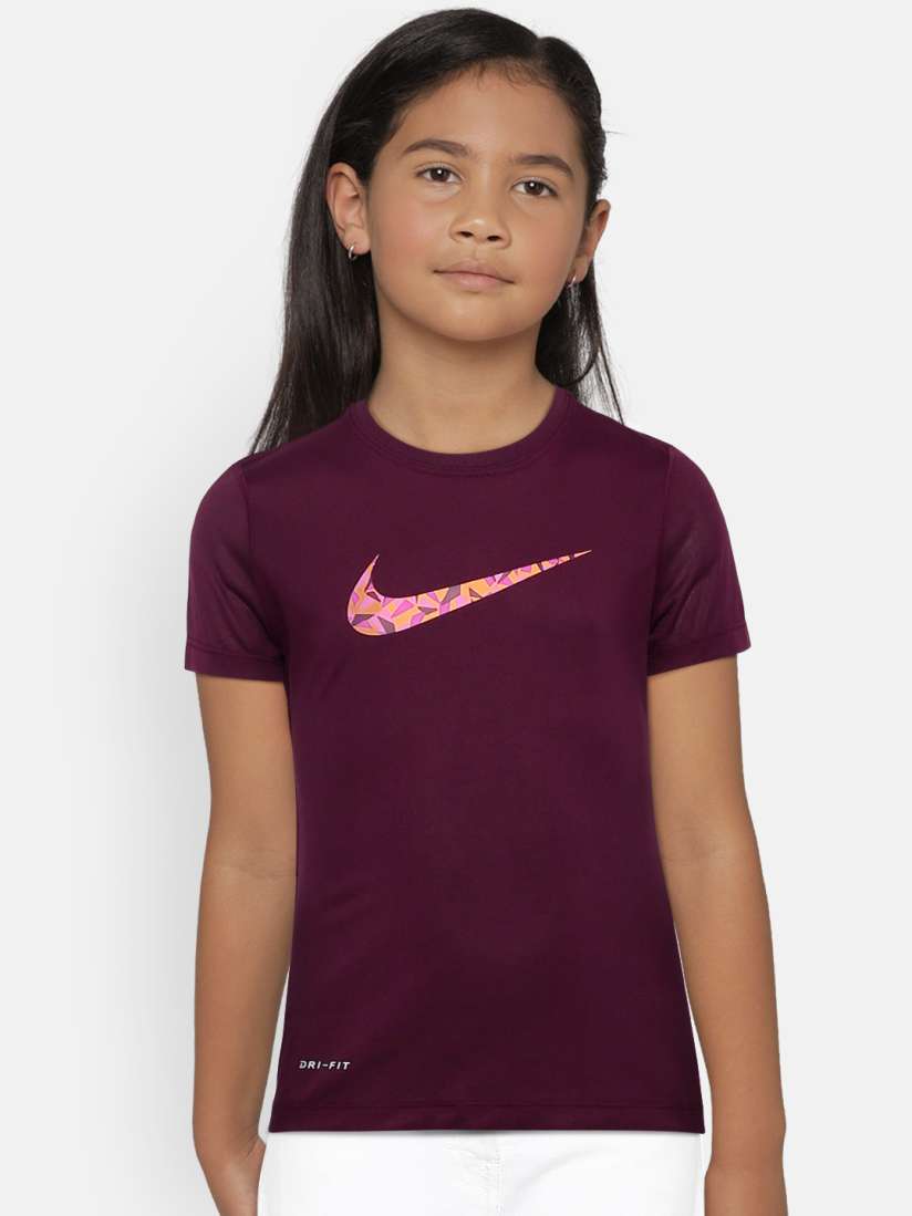 Buy Nike Girls Burgundy Printed Round Neck T shirt Tshirts for Girls 8178365 Myntra
