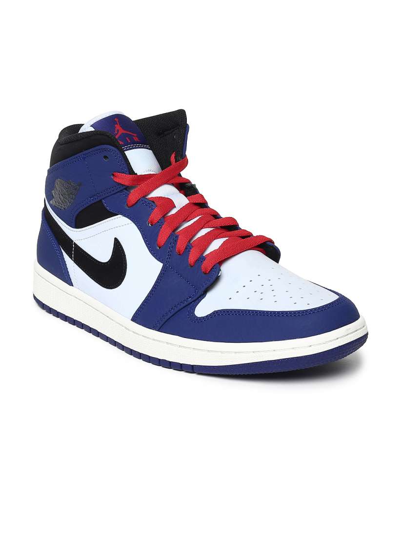 Buy Nike Men Blue Air Jordan 1 Mid SE Leather Basketball Shoes Sports Shoes for Men 8194383 Myntra