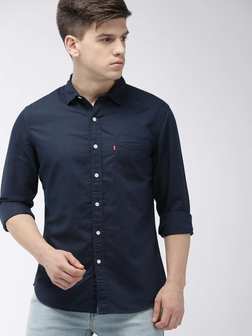 Buy Levis Men Navy Blue Slim Fit Solid Casual Shirt Shirts for Men 8198901 Myntra