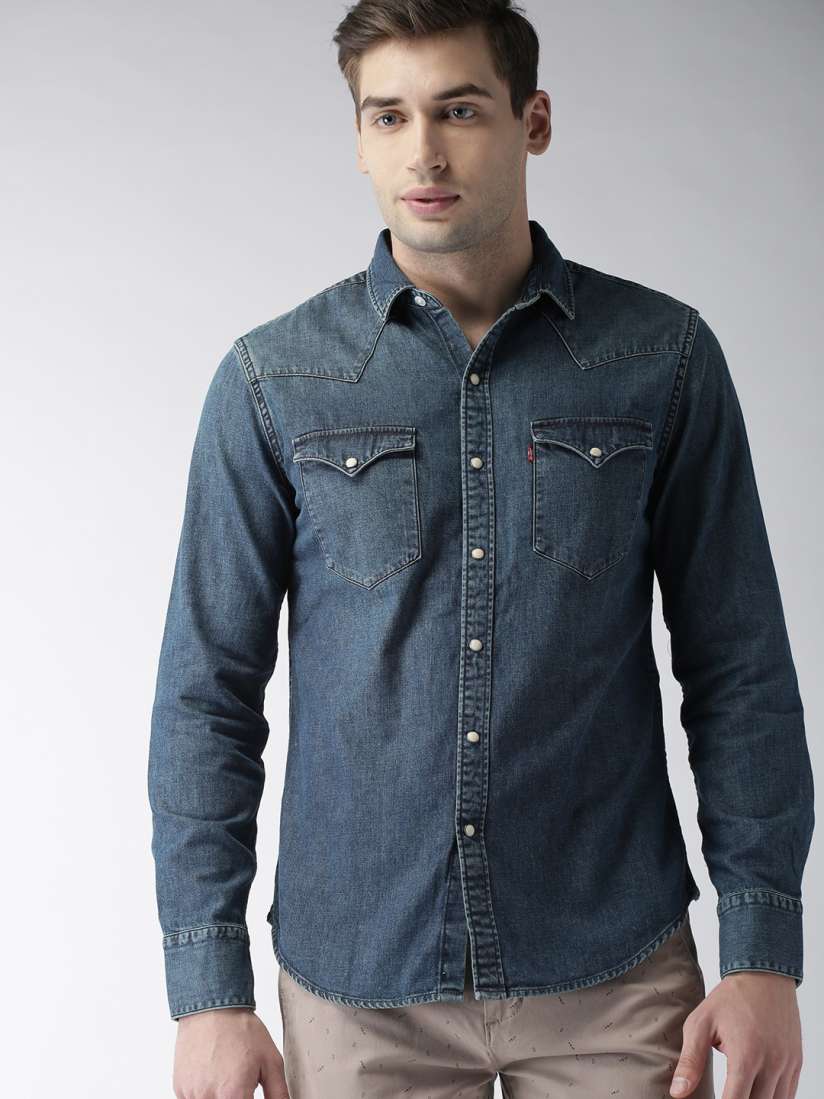 Buy Levis Men Blue Slim Fit Faded Casual Denim Shirt Shirts for Men 8199033 Myntra