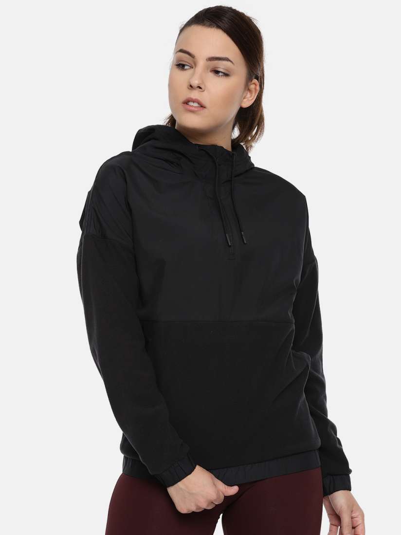 Buy Reebok Black EE MICROFLEECE WVN HOODIE Sweatshirt Sweatshirts for Women 8221329 Myntra