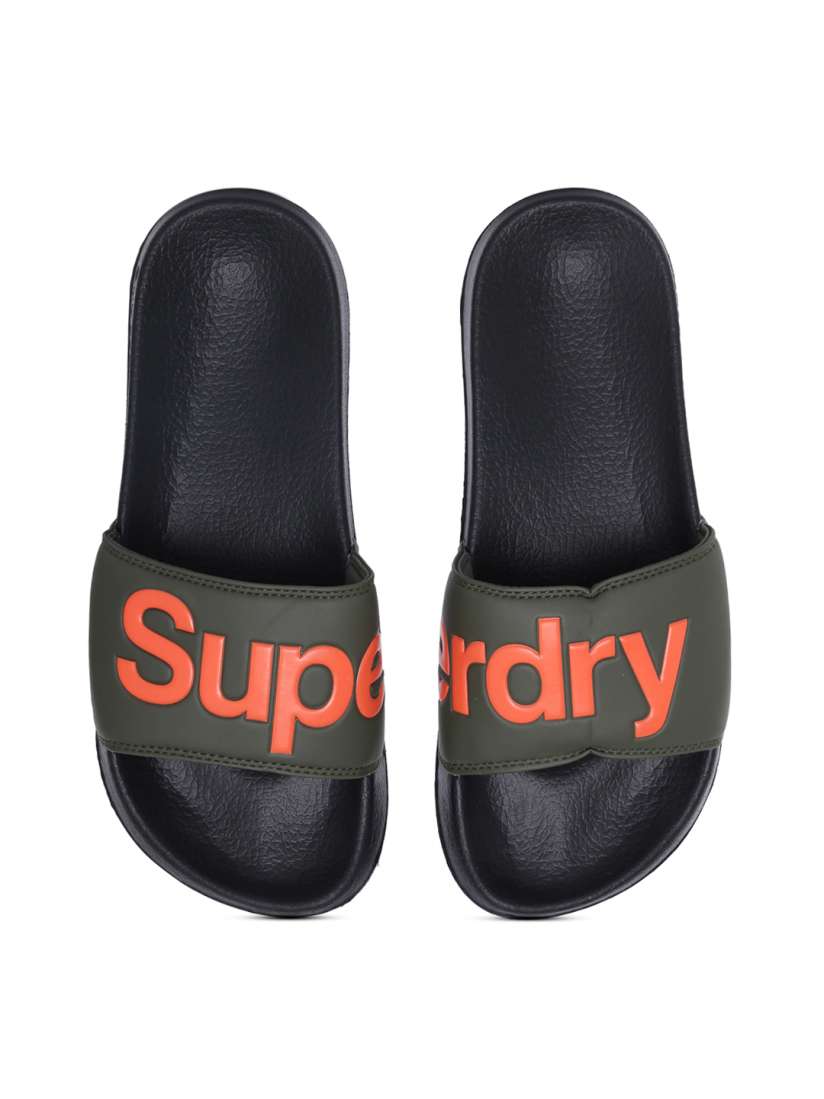Buy Superdry Men Black Olive Green Printed Sliders Flip Flops for Men 8229889 Myntra