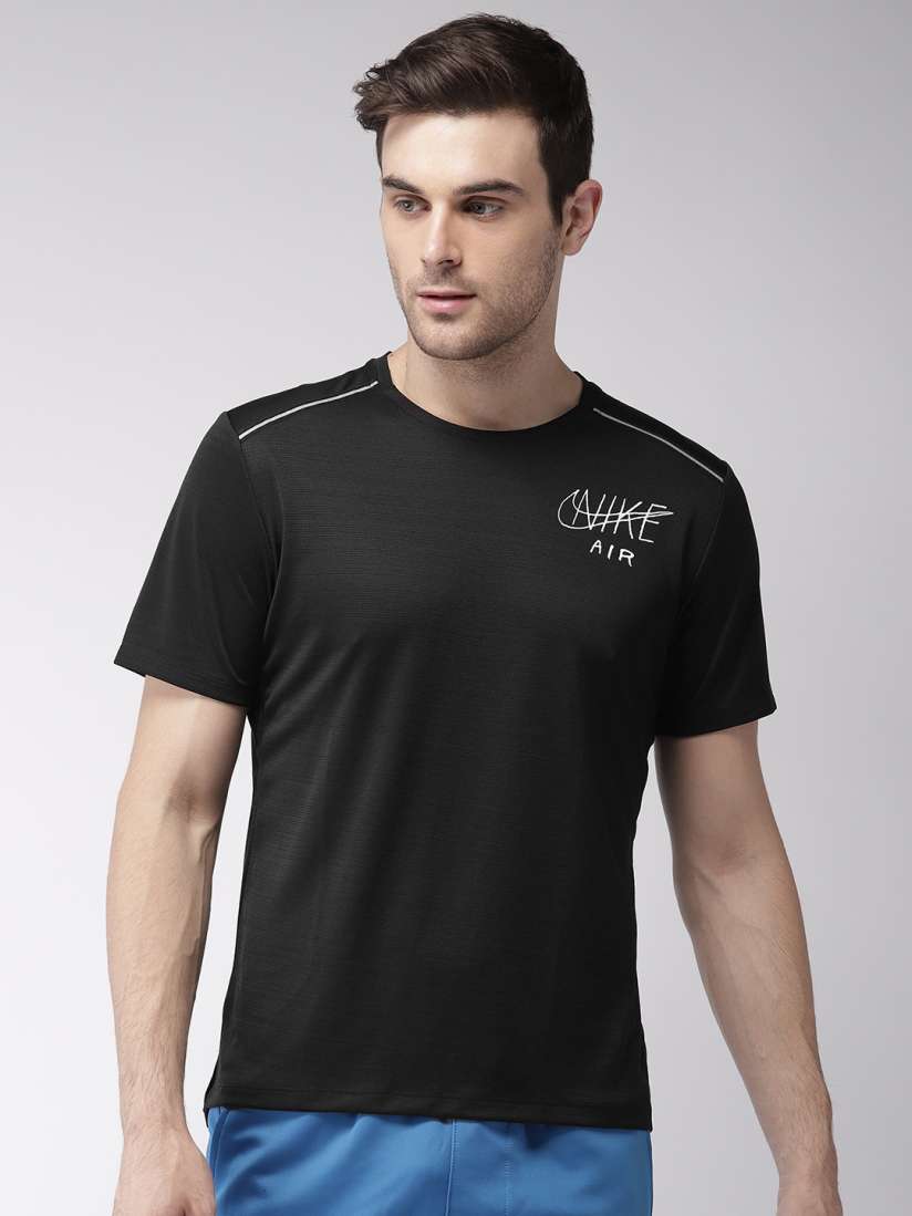 Buy Nike Men Black Solid MILER GX HB DRI FIT Technology Running T shirt Tshirts for Men 8233853 Myntra