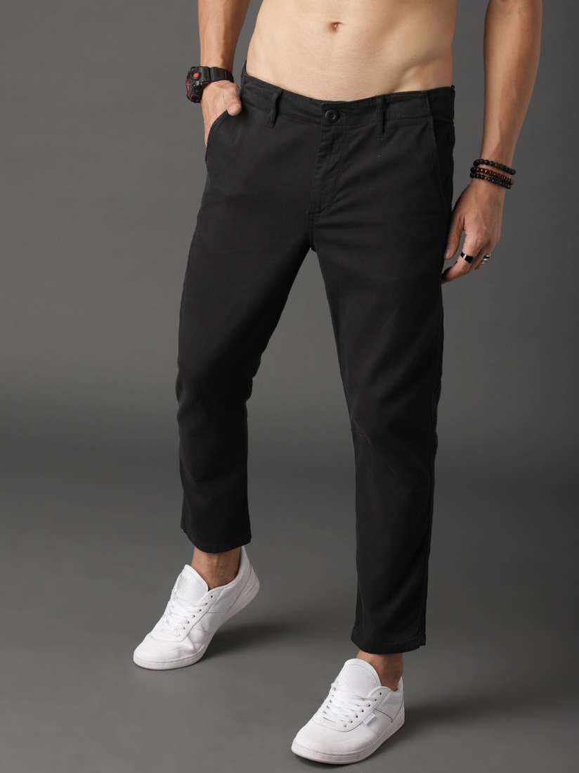 Black cropped chinos mens on sale