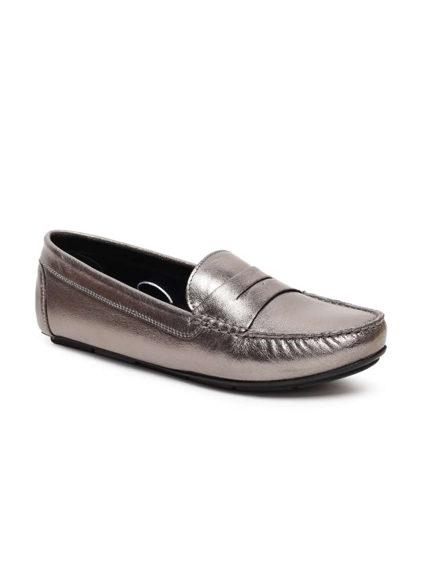 Buy Ruosh Women Gunmetal Toned Leather Loafers Casual Shoes for Women 8254231 Myntra