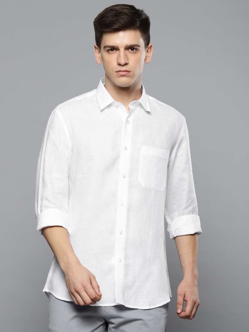 Louis philippe white linen shirts deals