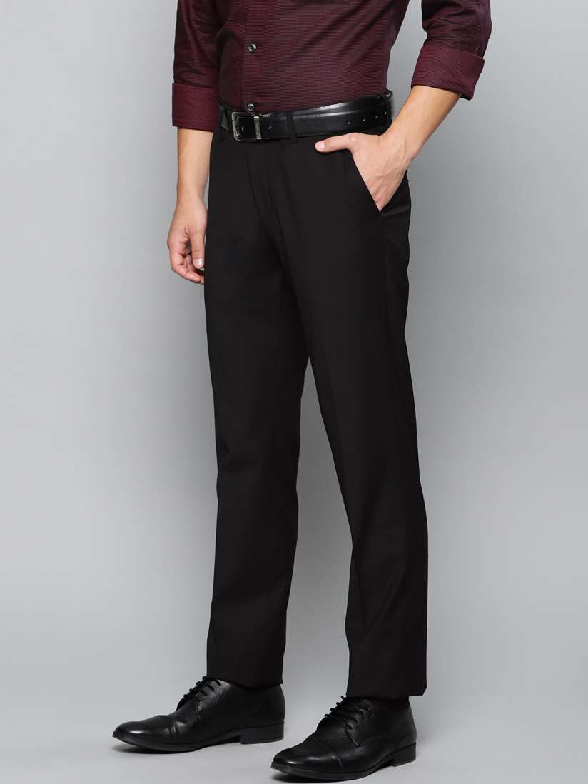 Buy Louis Philippe Men Black Slim Fit Solid Permapress finest wrinkle free Formal Trousers Trousers for Men 8295263 Myntra