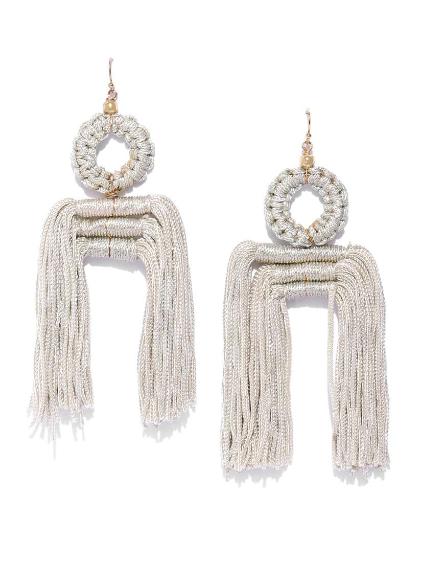 Buy Marie Claire Beige Gold Toned Handcrafted Tasselled Drop Earrings Earrings for Women 8298925 Myntra
