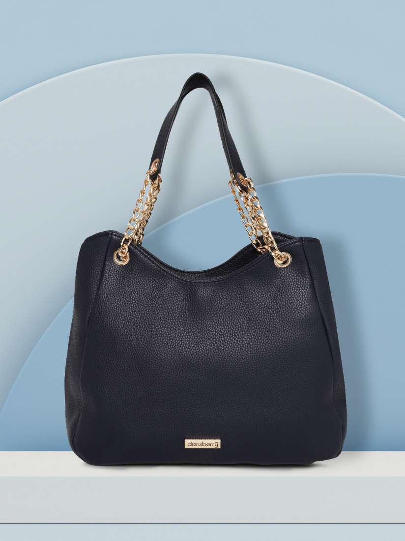 Buy DressBerry Navy Blue Solid Shoulder Bag Handbags for Women 8311845 Myntra