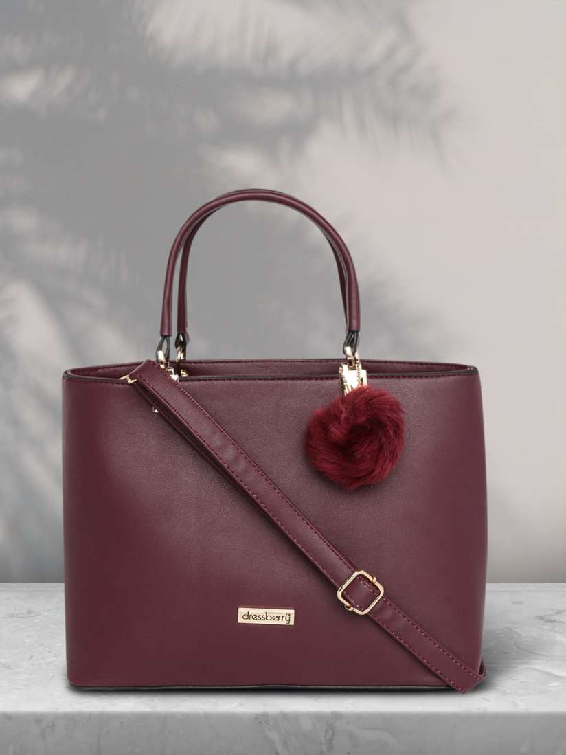 Buy DressBerry Burgundy Solid Handheld Bag Handbags for Women 8311979 Myntra