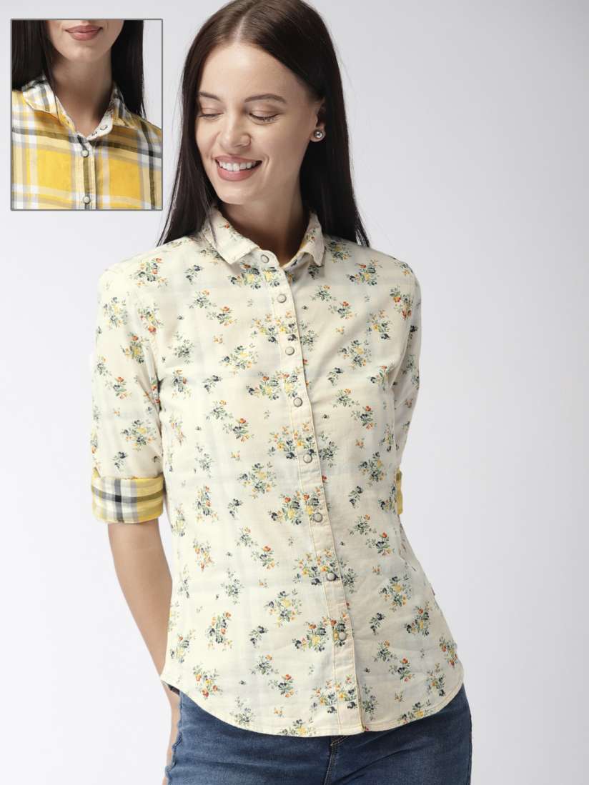Buy Levis Women White Yellow Regular Fit Printed Reversible Casual Shirt Shirts for Women 8315159 Myntra