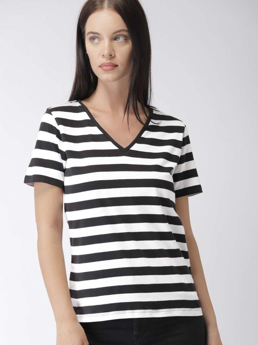Levi's black and white striped shirt top