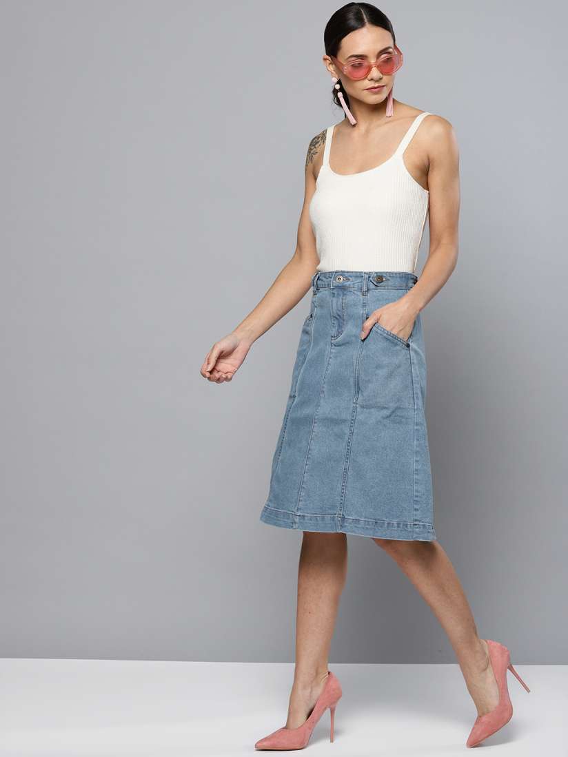 Buy Chemistry Blue Denim A Line Skirt Skirts for Women 8317561 Myntra