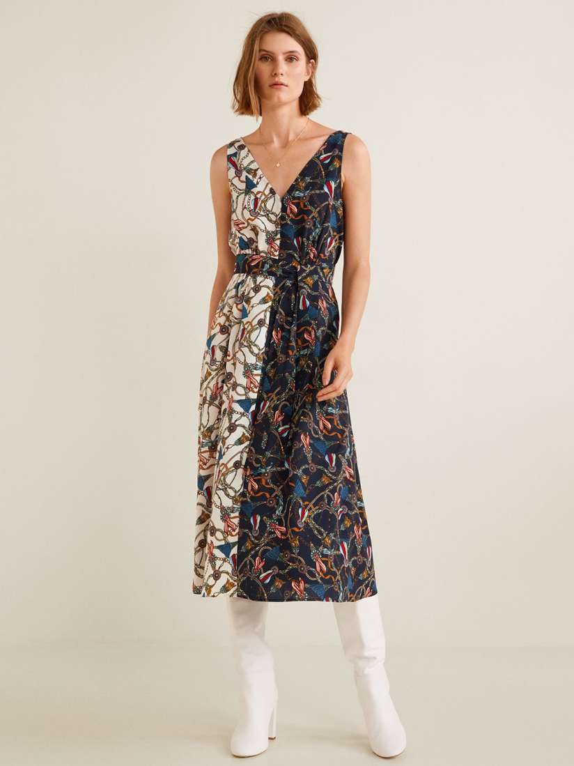 Buy MANGO Women Navy Blue White Printed A Line Dress Dresses for Women 8324149 Myntra